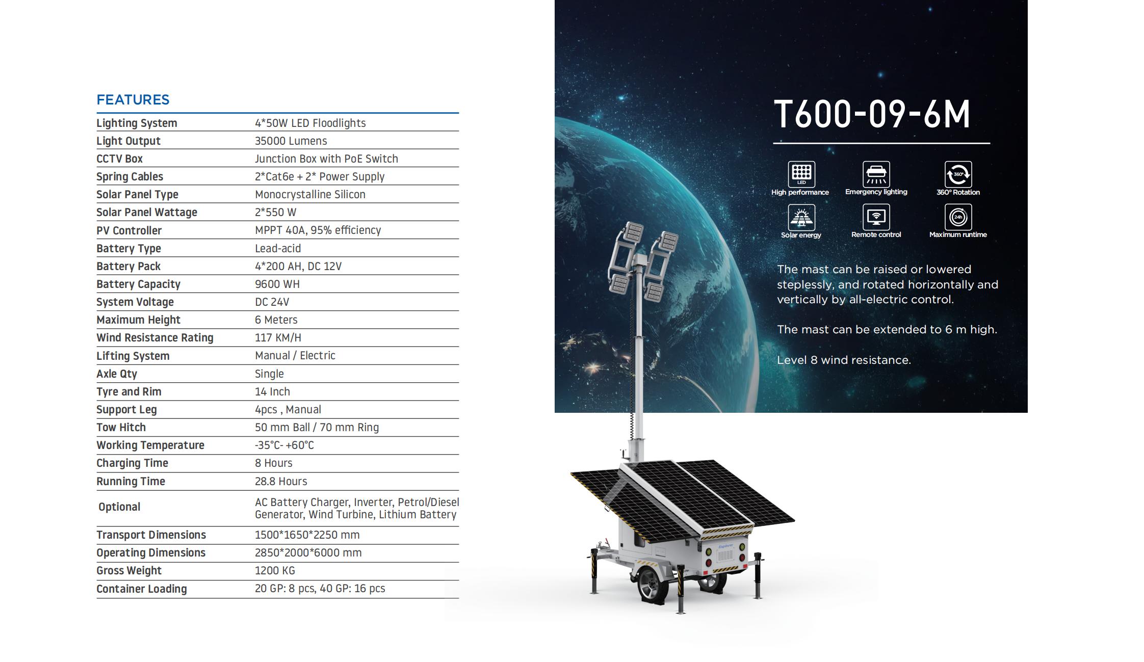 mobile lighting tower 200W